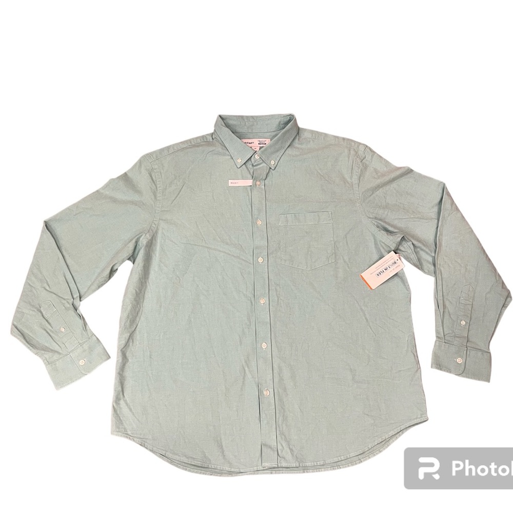 NWT Old Navy Men’s Oxford Illusion Light Teal Button Up Shirt Size XXL